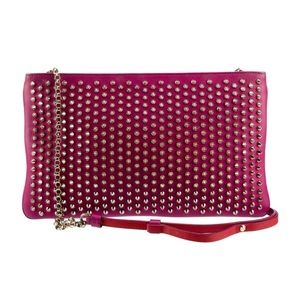 Authentic Christian Louboutin pink crossbody bag with spikes